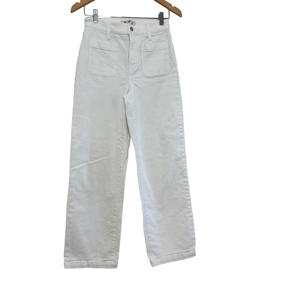 Madewell The Perfect Vintage Wide-Leg Jean White High Rise Patch Pocket 26